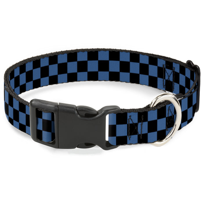 Buckle-Down Plastic Buckle Dog Collar - Checker Black/Turquoise Plastic Clip Collars Buckle-Down   