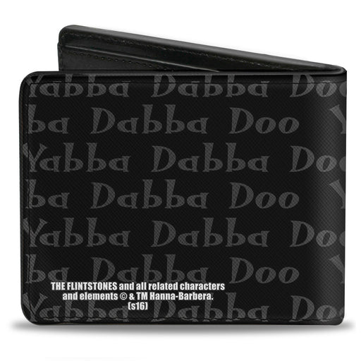 Bi-Fold Wallet - Fred YABBA DABBA DOO Pose2 Black Gray Bi-Fold Wallets The Flintstones   