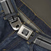 BD Wings Logo CLOSE-UP Full Color Black Silver Seatbelt Belt - Plaid Gray/Black/White Webbing Seatbelt Belts Buckle-Down   