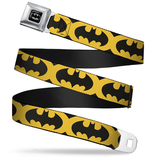 Batman Full Color Black Silver Black Seatbelt Belt - Bat Signal-5 Black/Yellow/Black Webbing Seatbelt Belts DC Comics   