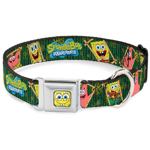 Sponge Bob Face CLOSE-UP Full Color Seatbelt Buckle Collar - SpongeBob & Patrick Starfish Bamboo Frames/Logo Seatbelt Buckle Collars Nickelodeon   
