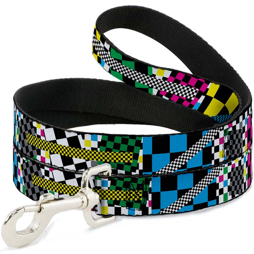 Dog Leash - Funky Checkers Black/White/Neon Dog Leashes Buckle-Down   