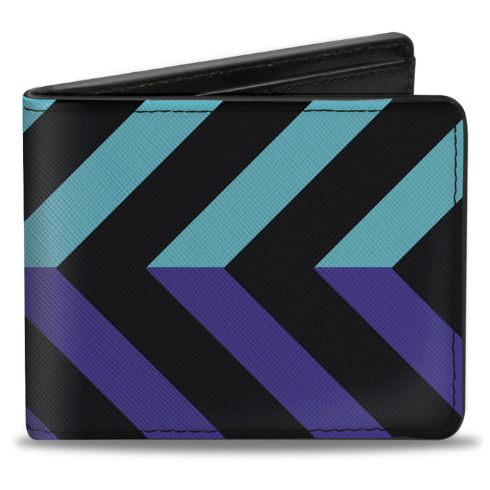 Bi-Fold Wallet - Chevron3 Split Turquoise Purple Black Bi-Fold Wallets Buckle-Down   