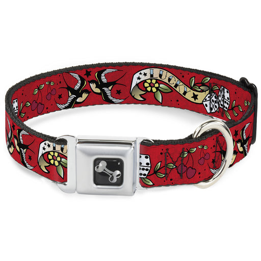 Dog Bone Seatbelt Buckle Collar - Lucky Red Seatbelt Buckle Collars Buckle-Down   
