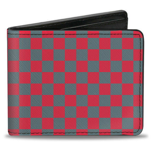 Bi-Fold Wallet - Checker Crimson Red Gray Bi-Fold Wallets Buckle-Down   