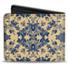 Bi-Fold Wallet - Floral Collage Tan Blue Bi-Fold Wallets Buckle-Down   