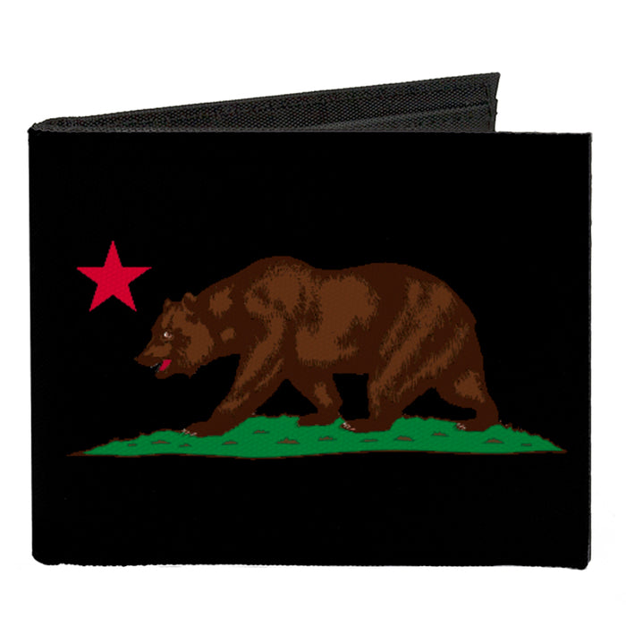 Canvas Bi-Fold Wallet - California Flag Bear Black Canvas Bi-Fold Wallets Buckle-Down   