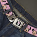Minnie Mouse Full Color Face Pink Polka Dot Black Seatbelt Belt - Minnie Mouse Expressions Polka Dot Pink/White Webbing Seatbelt Belts Disney   