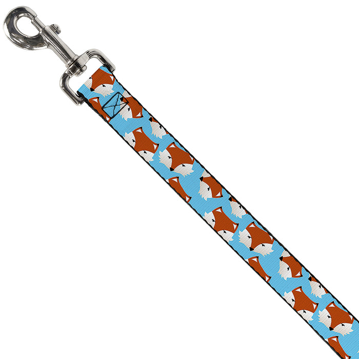 Dog Leash - Fox Face Scattered Sky Blue Dog Leashes Buckle-Down   