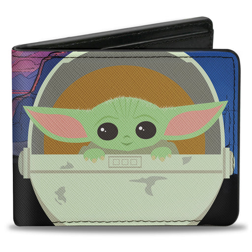 Bi-Fold Wallet - Star Wars The Child Chibi Pod Pose + THIS IS THE WAY Quote Full Color Black White Bi-Fold Wallets Star Wars   