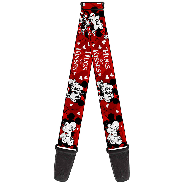 Guitar Strap - Mickey & Minnie HUGS & KISSES Poses Reds White Guitar Straps Disney   