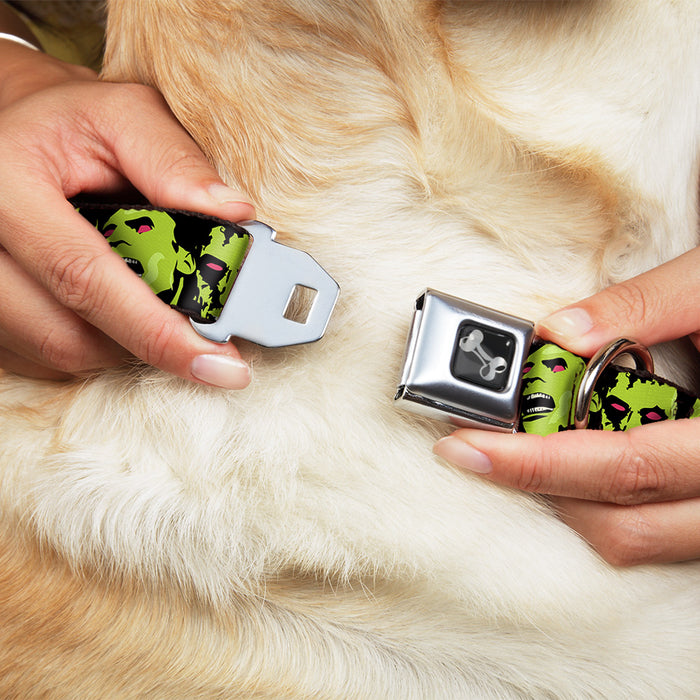 Dog Bone Seatbelt Buckle Collar - Zombie Expressions Black/Green/Red Seatbelt Buckle Collars Buckle-Down   