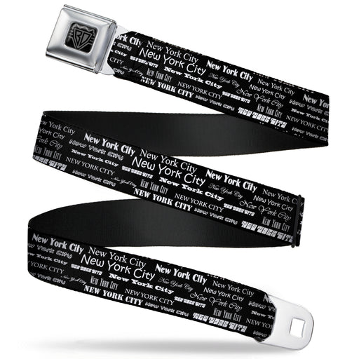 BD Wings Logo CLOSE-UP Full Color Black Silver Seatbelt Belt - New York City Black/White Webbing Seatbelt Belts Buckle-Down   