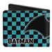 Bi-Fold Wallet - BATMAN Bat Logo Close-Up Checker Teal Black Bi-Fold Wallets DC Comics   