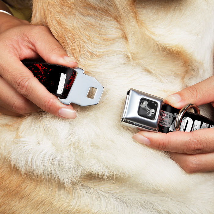 Dog Bone Seatbelt Buckle Collar - I "Heart" ZOMBIES Bold Splatter Black/White/Red Seatbelt Buckle Collars Buckle-Down   