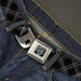 BD Wings Logo CLOSE-UP Full Color Black Silver Seatbelt Belt - Plaid X Black/Gray Webbing Seatbelt Belts Buckle-Down   