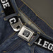 BD Wings Logo CLOSE-UP Full Color Black Silver Seatbelt Belt - COLLEGE Black/White Webbing Seatbelt Belts Buckle-Down   