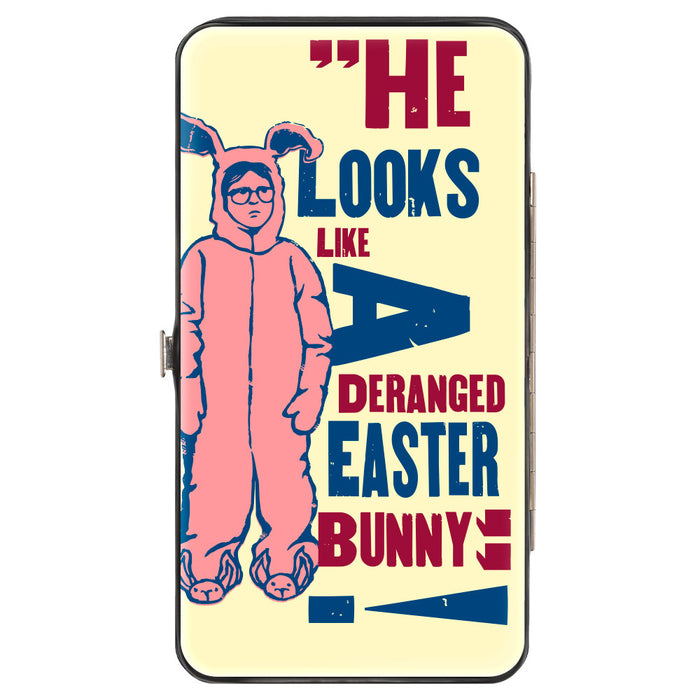 Hinged Wallet - A Christmas Story Ralphie Pink Bunny DERANGED EASTER BUNNY Pose Ivory Blue Pink Hinged Wallets Warner Bros. Holiday Movies   