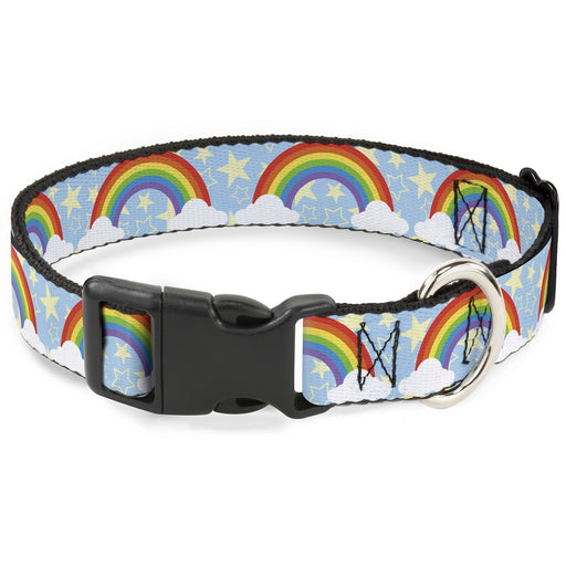 Plastic Clip Collar - Rainbows & Stars Light Blue/Yellow/Rainbow Plastic Clip Collars Buckle-Down   