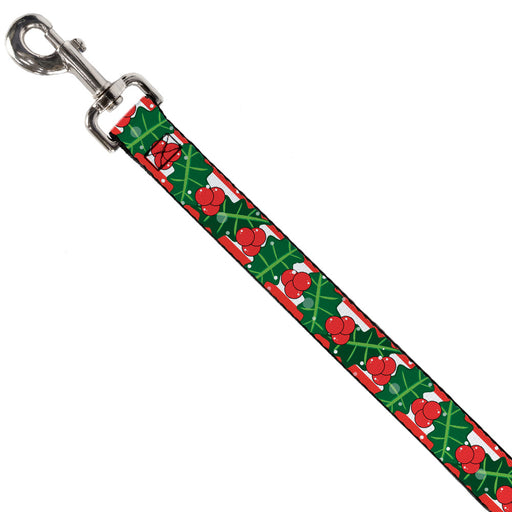 Dog Leash - Snowy Holly Stripe Reds/White/Greens Dog Leashes Buckle-Down   