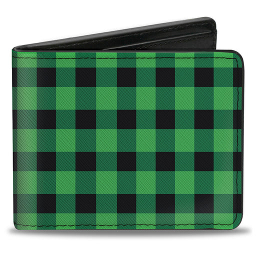 Bi-Fold Wallet - Buffalo Plaid Black Neon Green Bi-Fold Wallets Buckle-Down   