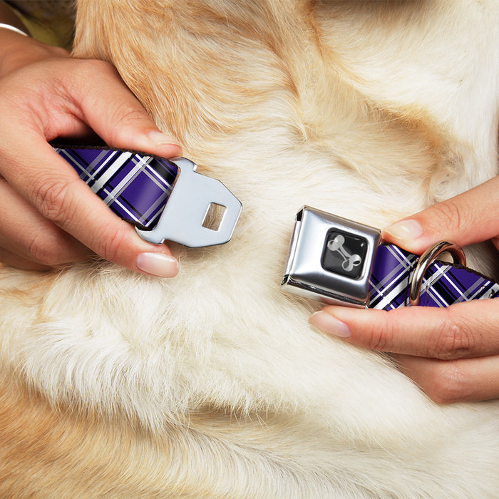 Dog Bone Seatbelt Buckle Collar - Houndstooth Gray/Purple/White Seatbelt Buckle Collars Buckle-Down   