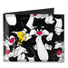 Canvas Bi-Fold Wallet - Sylvester and Tweety Poses Scattered Black Canvas Bi-Fold Wallets Looney Tunes   