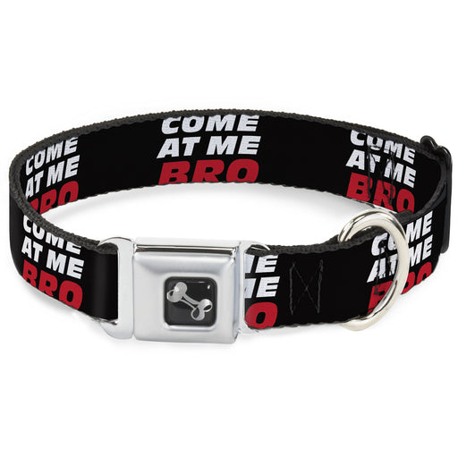 Dog Bone Seatbelt Buckle Collar - COME-AT ME-BRO Black/White/Red Seatbelt Buckle Collars Buckle-Down   