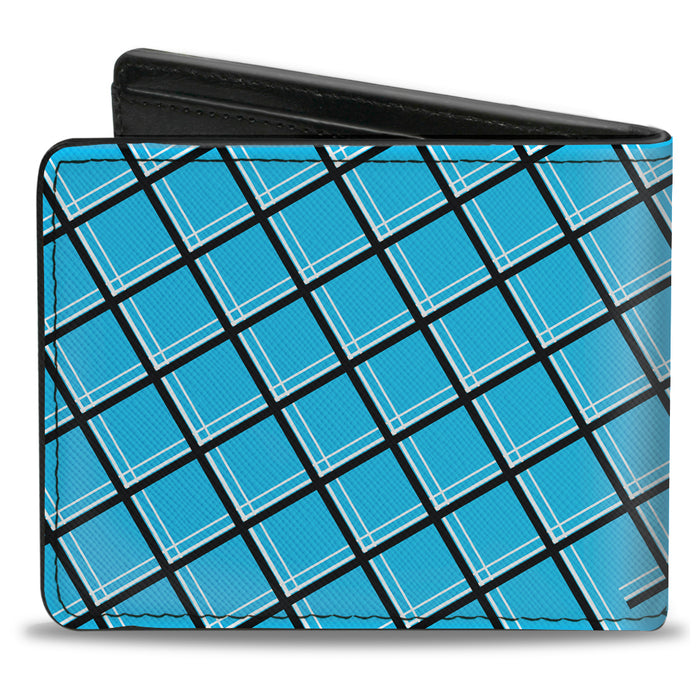 Bi-Fold Wallet - Wire Grid Baby Blue Black White Bi-Fold Wallets Buckle-Down   