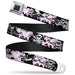 BD Wings Logo CLOSE-UP Full Color Black Silver Seatbelt Belt - Punk Heart & Cross Bones w/Skulls & Splatter Black/White Webbing Seatbelt Belts Buckle-Down   