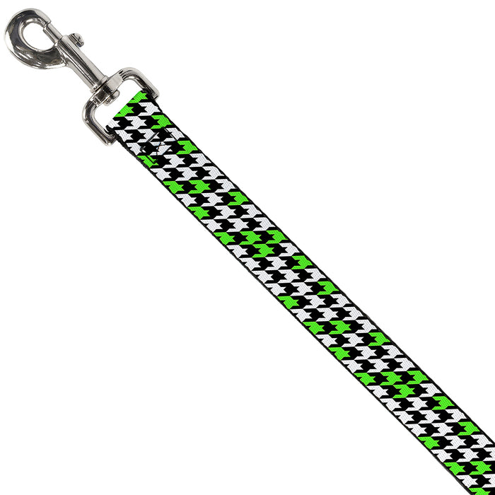 Dog Leash - Houndstooth Black/White/Neon Green Dog Leashes Buckle-Down   
