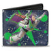 Bi-Fold Wallet - Toy Story Buzz Lightyear Flight Pose + Space Ranger Logo Icons Blues Greens Bi-Fold Wallets Disney   