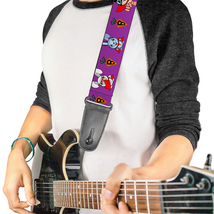 Guitar Strap - Bunny Superhero Purple Guitar Straps Buckle-Down   