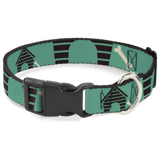 Plastic Clip Collar - Dog House & Bone Turquoise/Brown Plastic Clip Collars Buckle-Down   