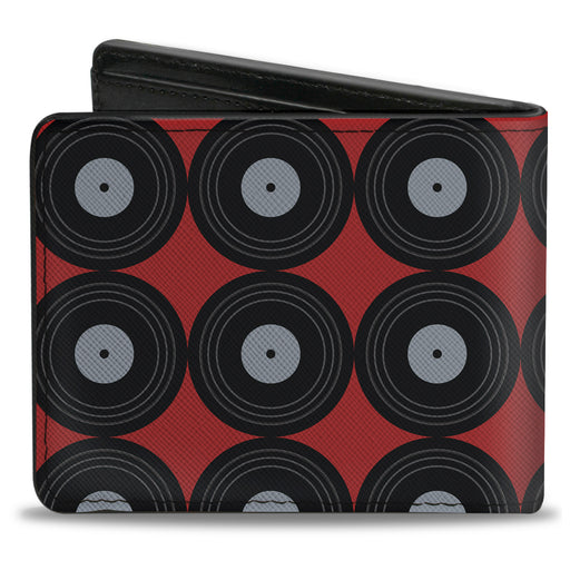 Bi-Fold Wallet - Vinyl Records 2-Stripe Red Black Gray Bi-Fold Wallets Buckle-Down   