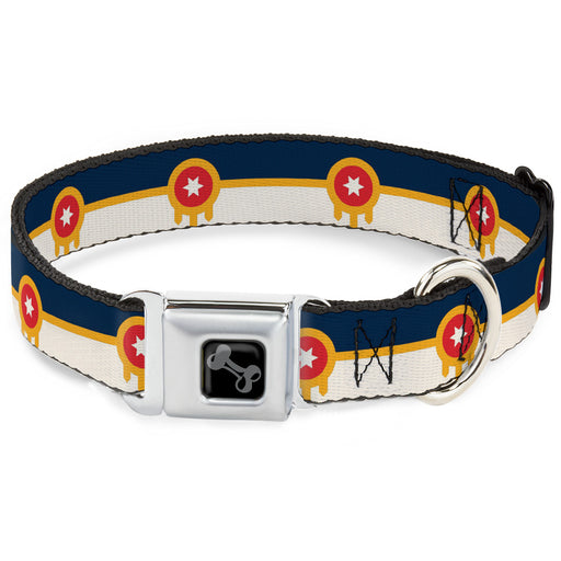 Dog Bone Black/Silver Seatbelt Buckle Collar - Tulsa Oklahoma City Flag Navy Blue/Gold/Red/Beige Seatbelt Buckle Collars Buckle-Down   