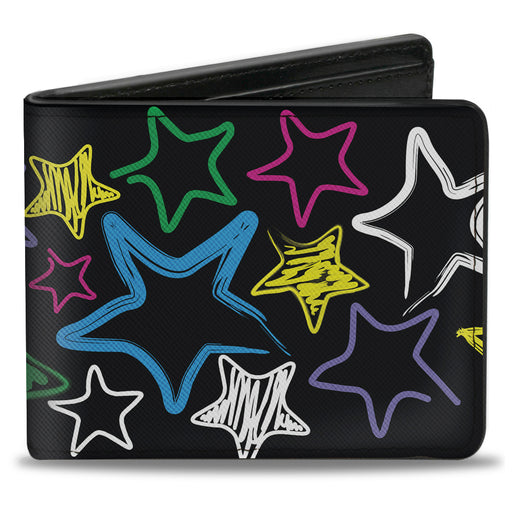Bi-Fold Wallet - Sketch Stars Black Multi Color Bi-Fold Wallets Buckle-Down   