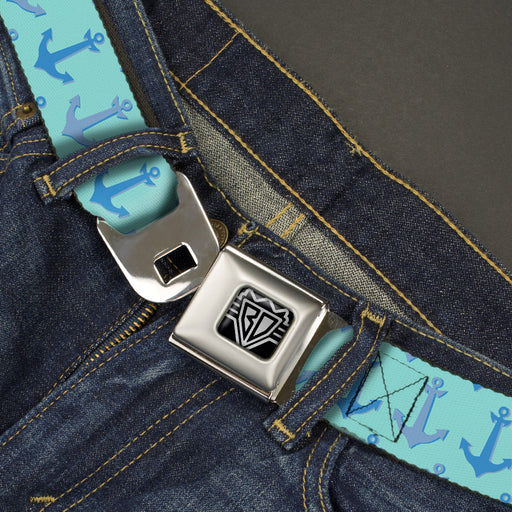 BD Wings Logo CLOSE-UP Full Color Black Silver Seatbelt Belt - Anchor2 CLOSE-UP Turquoise/Blues Webbing Seatbelt Belts Buckle-Down   