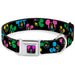 Mickey Mouse Face Full Color Black Multi Neon Seatbelt Buckle Collar - Mickey Mouse Expressions Scattered Black/Multi Neon Seatbelt Buckle Collars Disney   