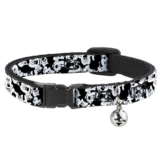 Cat Collar Breakaway - Mickey Mouse Expressions Stacked White Black Breakaway Cat Collars Disney   