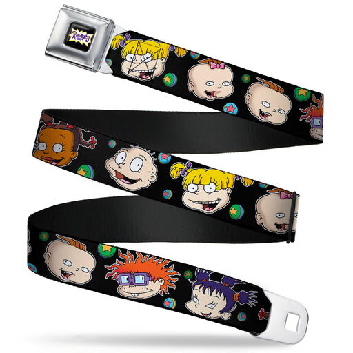 RUGRATS Logo Full Color Seatbelt Belt - Rugrats Character Expressions Black Webbing Seatbelt Belts Nickelodeon   