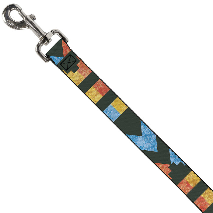 Dog Leash - Geometric8 Charcoal/Orange/Gold/Blue Dog Leashes Buckle-Down   