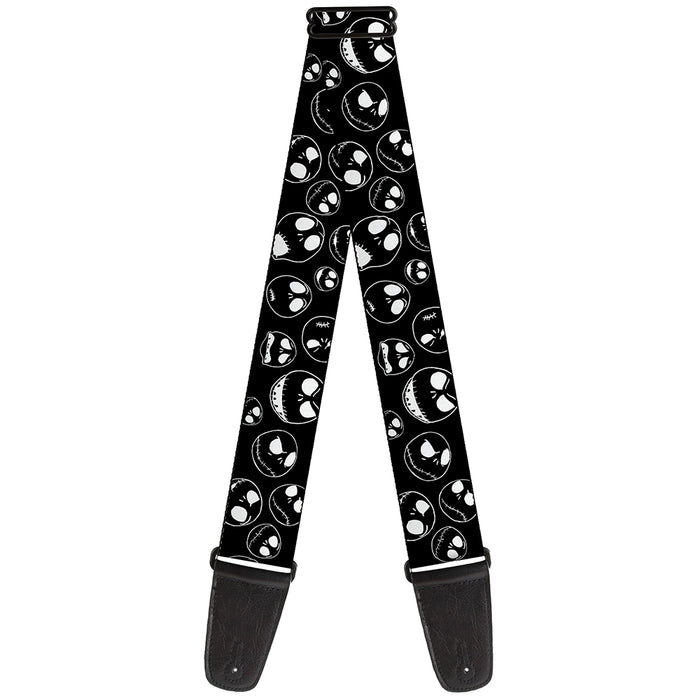 Guitar Strap - Nightmare Before Christmas Jack Outline Expressions Scattered Black White Guitar Straps Disney   