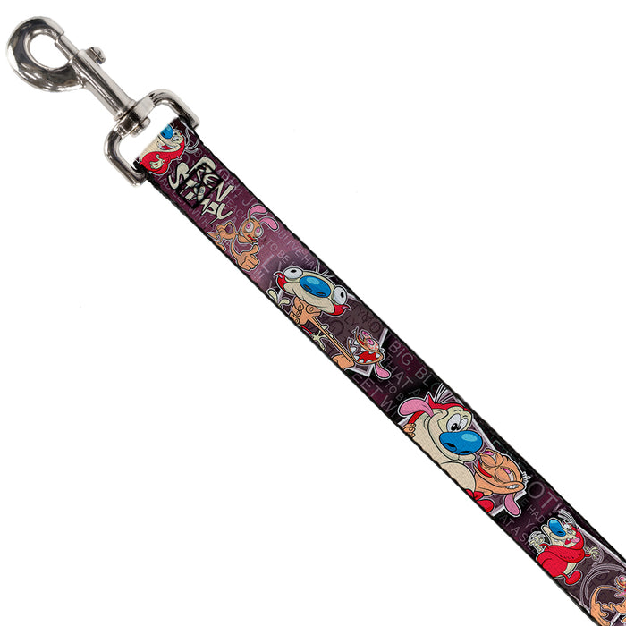 Dog Leash - REN & STIMPY Poses Text Purples Dog Leashes Nickelodeon   