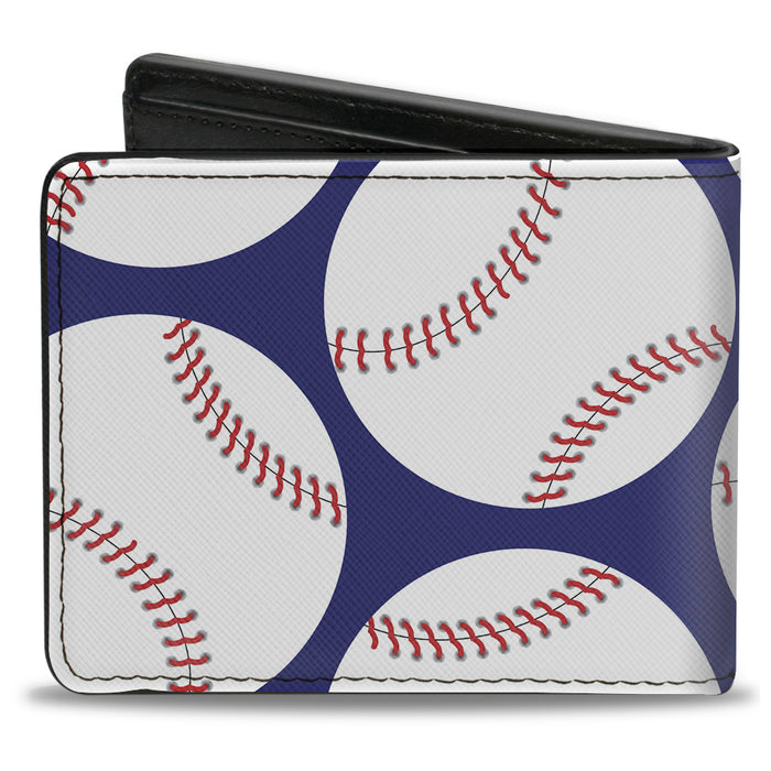Bi-Fold Wallet - Baseballs Scattered Blue Bi-Fold Wallets Buckle-Down   