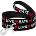 Dog Leash - Love/Hate Black/White/Fuchsia Dog Leashes Buckle-Down   