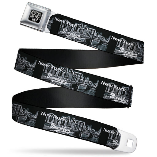 BD Wings Logo CLOSE-UP Full Color Black Silver Seatbelt Belt - Brooklyn New York Webbing Seatbelt Belts Buckle-Down   