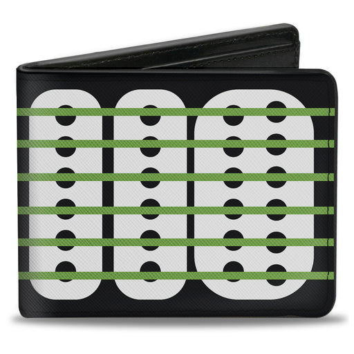 Bi-Fold Wallet - Guitar Neck Black White Lime Green Bi-Fold Wallets Buckle-Down   