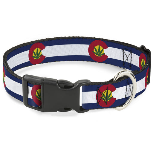 Plastic Clip Collar - Colorado Flag/Marijuana Leaf Plastic Clip Collars Buckle-Down   