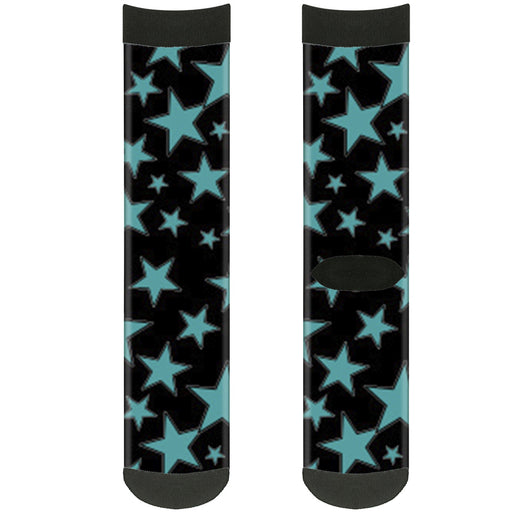 Sock Pair - Polyester - Stars Multi Stars Black Turquoise - CREW Socks Buckle-Down   